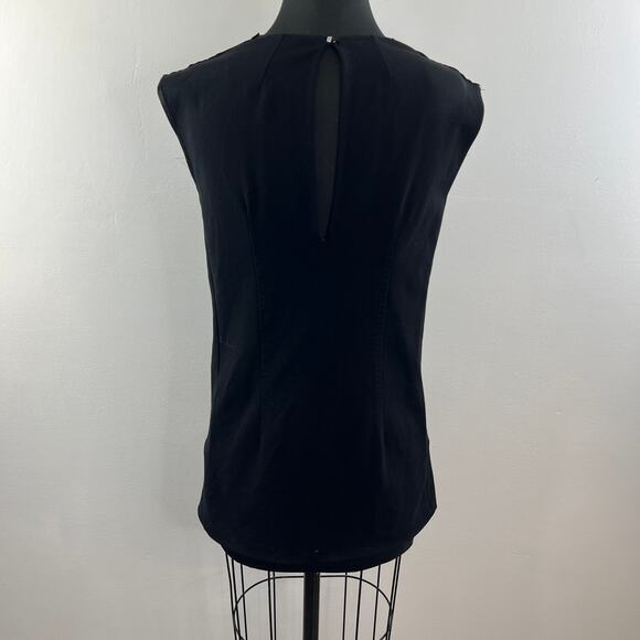 Costume National Black Mixed Media 44 Panel Top Suede/ Crew Neck Sleeveless - Picture 6 of 10